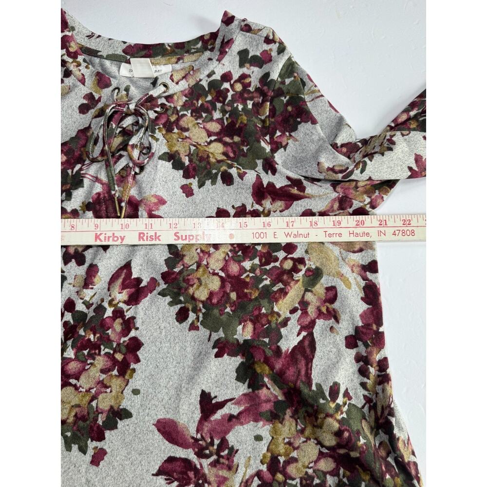 Skye’s The Limit Petite Floral Top Womens PXL Lace Up Long Sleeve Knit Blouse - Picture 6 of 8